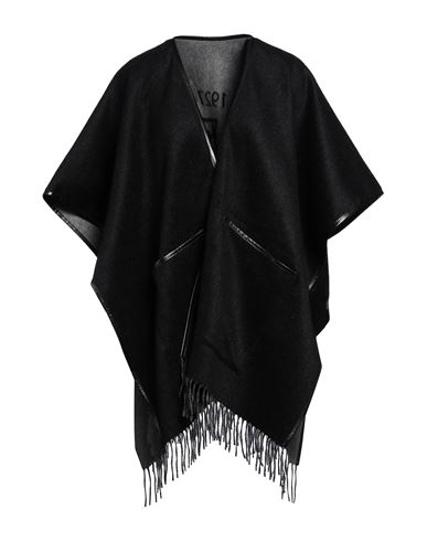 Shop Ferragamo Woman Cape Black Size Onesize Cashmere, Wool, Calfskin