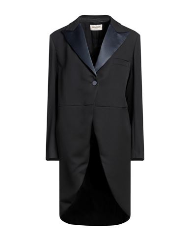 Zadig & Voltaire Woman Overcoat & Trench Coat Black Size 8 Virgin Wool, Polyester