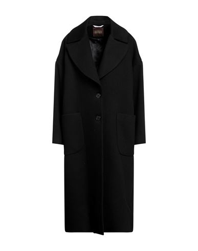Shop Bottega Martinese Woman Coat Black Size 10 Wool, Polyester, Polyamide