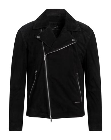 Armani Exchange Man Jacket Black Size L Goat Skin In Black
