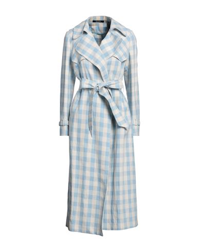 Tagliatore 02-05 Woman Overcoat & Trench Coat Light Blue Size 4 Cotton, Linen, Silk