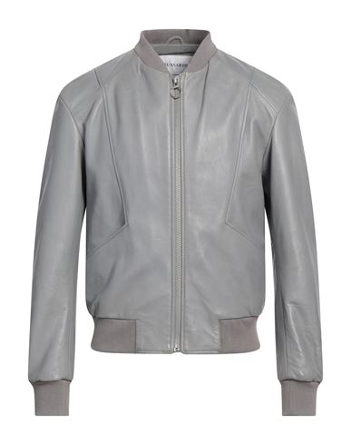 Trussardi Man Jacket Grey Size 42 Leather