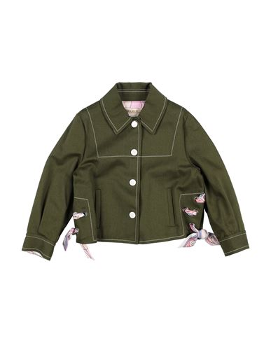 Shop Pucci Toddler Girl Denim Outerwear Military Green Size 6 Cotton, Viscose
