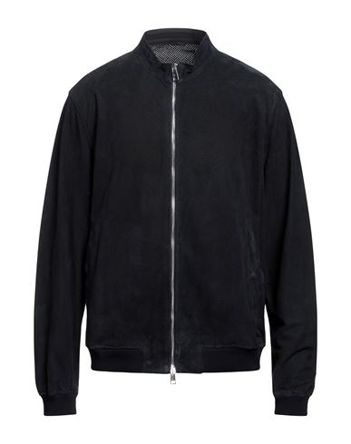 Emanuele Curci Man Jacket Midnight Blue Size 48 Leather, Polyester, Cotton