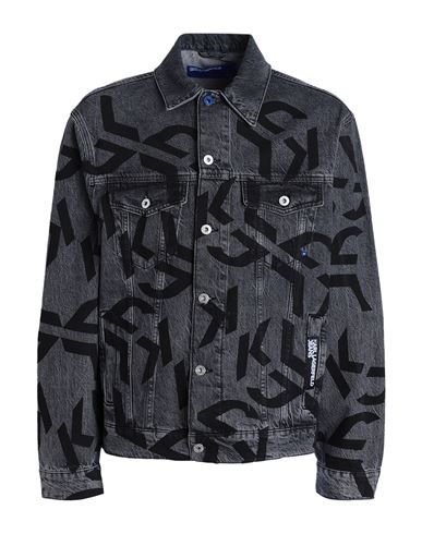 Karl Lagerfeld Jeans Man Denim Outerwear Black Size Xl Cotton