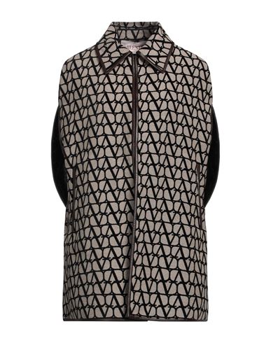 Valentino Garavani Woman Capes & Ponchos Khaki Size 4 Cotton, Viscose, Polyester, Lambskin In Beige