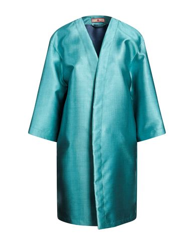 Yuko Woman Overcoat Turquoise Size 8 Polyester In Blue