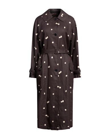 Aspesi Woman Overcoat Dark Brown Size 6 Linen