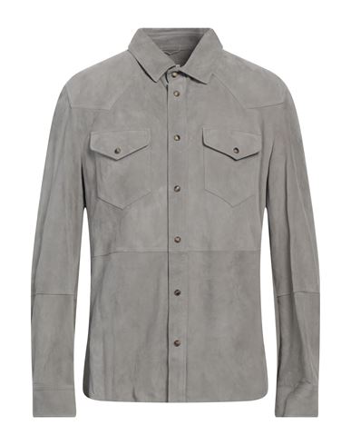 Shop Brunello Cucinelli Man Shirt Grey Size L Leather