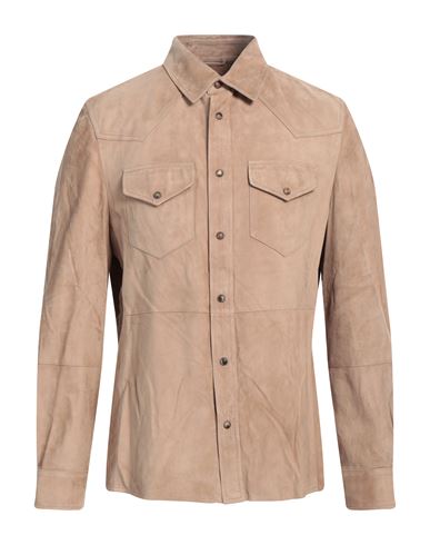 Brunello Cucinelli Man Shirt Camel Size Xl Leather In Beige