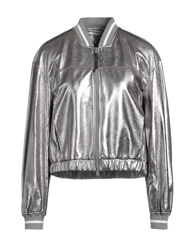 Brunello Cucinelli Woman Jacket Silver Size 14 Leather In Silver