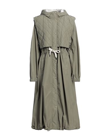 Brunello Cucinelli Woman Overcoat & Trench Coat Sage Green Size 6 Polyester, Cotton, Wool, Ecobrass