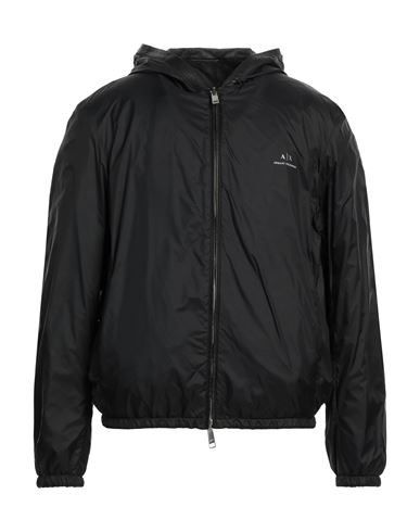 Armani Exchange Man Jacket Black Size S Lambskin, Polyamide