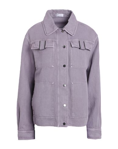 Shop Brunello Cucinelli Woman Jacket Mauve Size 6 Cotton, Linen In Purple