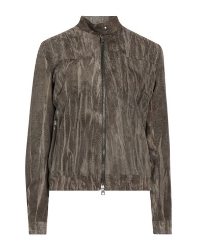 Shop Giorgio Brato Woman Jacket Military Green Size 10 Leather