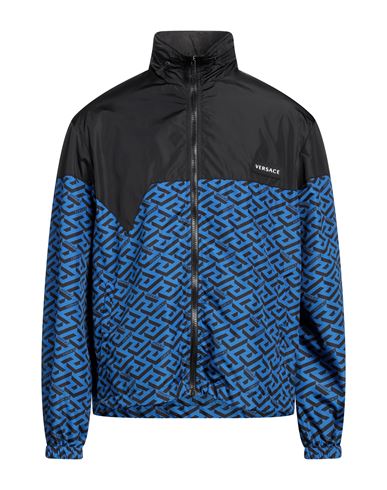 Versace Man Jacket Bright Blue Size 44 Polyester, Polyamide