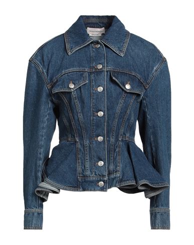 ALEXANDER MCQUEEN ALEXANDER MCQUEEN WOMAN DENIM OUTERWEAR BLUE SIZE 6 COTTON