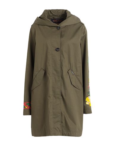 Woolrich Woman Overcoat Military Green Size L Cotton