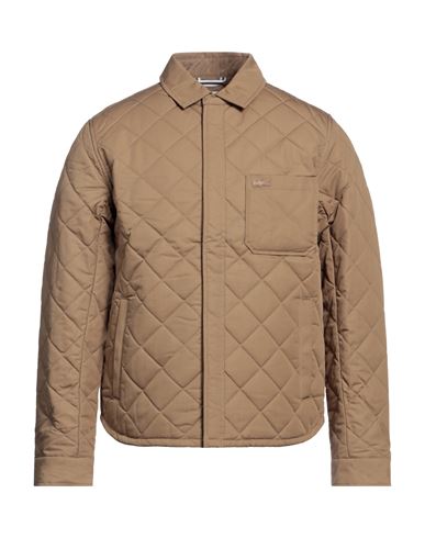 Lacoste Man Jacket Khaki Size 48 Cotton, Polyamide In Beige