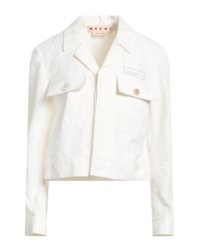 Marni Woman Jacket White Size 6 Polyamide, Linen, Cotton