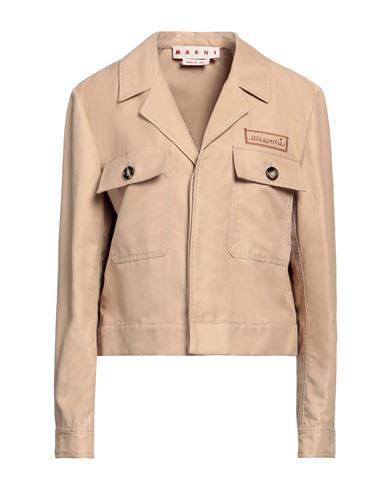 MARNI MARNI WOMAN JACKET CAMEL SIZE 6 POLYAMIDE, LINEN, COTTON 