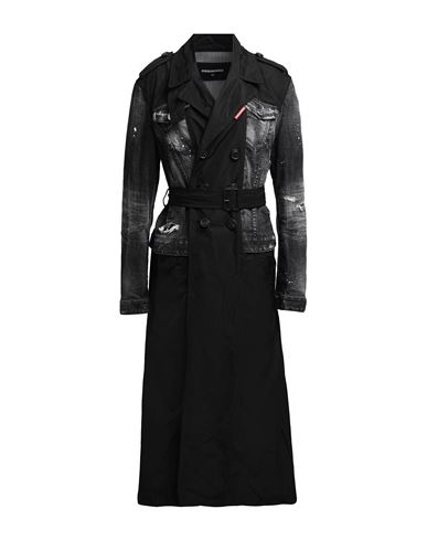 Dsquared2 Woman Overcoat Black Size 10 Polyester, Cotton, Elastane