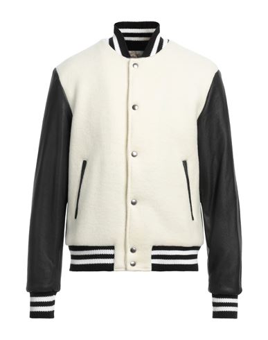 Shop Vintage De Luxe Man Jacket Cream Size 42 Wool, Leather In White