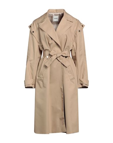 Shop Sandro Woman Overcoat Camel Size 10 Cotton, Polyester In Beige