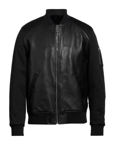 The Kooples Man Jacket Black Size L Cotton, Lambskin, Polyester, Merino Wool