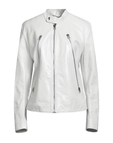 Mm6 Maison Margiela Woman Jacket White Size 10 Ovine Leather