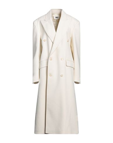 Shop Mm6 Maison Margiela Woman Coat Ivory Size 10 Polyester, Viscose, Elastane In White
