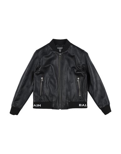 Shop Balmain Toddler Boy Jacket Black Size 6 Leather