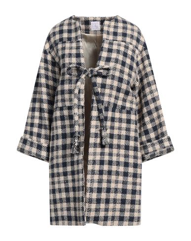 Shop Stella Jean Woman Coat Beige Size 8 Cotton, Polyester, Acrylic, Virgin Wool, Polyamide