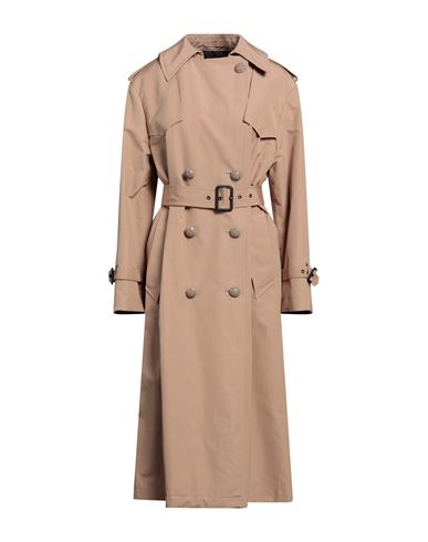Shop Msgm Woman Overcoat & Trench Coat Camel Size 2 Cotton, Polyester In Beige
