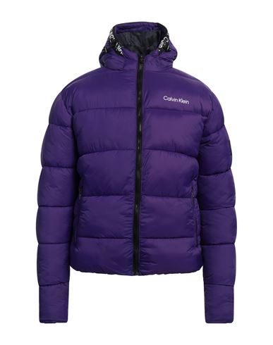 Shop Calvin Klein Man Puffer Purple Size L Nylon