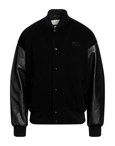 Shop Alexander Mcqueen Man Jacket Black Size 42 Calfskin, Wool, Cashmere, Viscose, Polyester