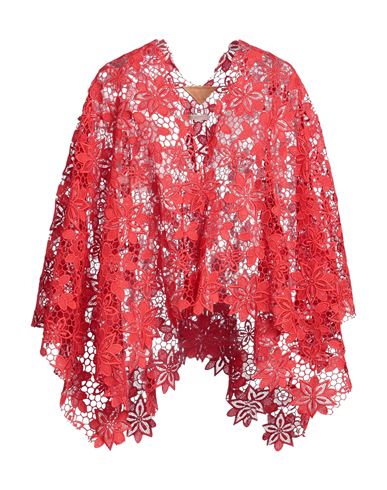 Shop Ermanno Gallamini Woman Cape Red Size Onesize Polyester, Cotton