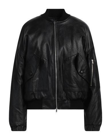 Shop Semicouture Woman Jacket Black Size 10 Polyurethane, Polyester