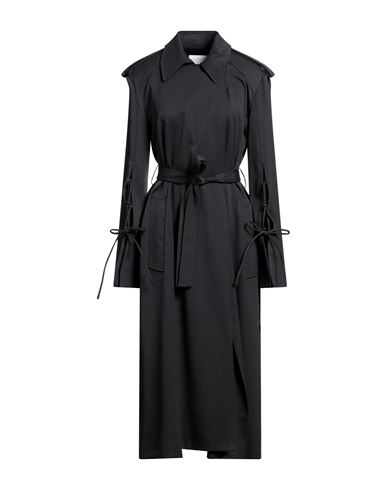 Shop Erika Cavallini Woman Overcoat & Trench Coat Grey Size 12 Polyester, Virgin Wool, Elastane