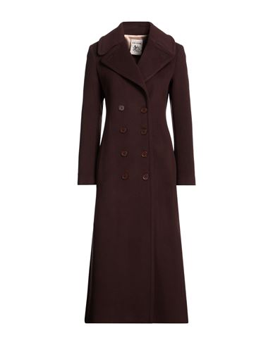 Semicouture Woman Coat Cocoa Size 2 Virgin Wool, Polyamide, Polyester, Viscose In Brown