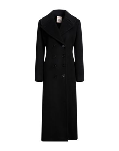 Shop Semicouture Woman Coat Black Size 10 Virgin Wool, Polyamide, Polyester, Viscose