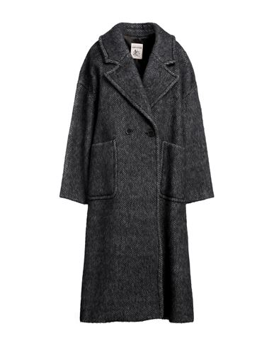 Semicouture Woman Coat Steel Grey Size 10 Virgin Wool, Alpaca Wool, Polyamide, Polyester In Black