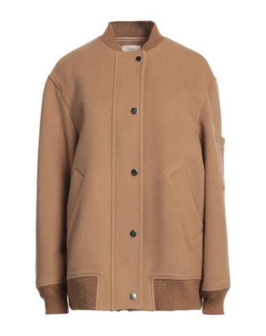 Shop Semicouture Woman Jacket Camel Size 10 Wool, Polyamide, Virgin Wool, Polyester In Beige