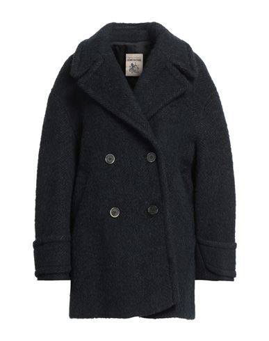 Shop Semicouture Woman Coat Midnight Blue Size 8 Virgin Wool, Alpaca Wool, Polyamide, Polyester