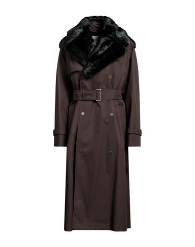 Shop Burberry Woman Coat Dark Green Size 4 Cotton, Modacrylic, Polyester