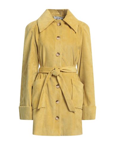 Shop Jijil Woman Overcoat & Trench Coat Mustard Size 8 Polyester, Polyamide, Elastane In Yellow