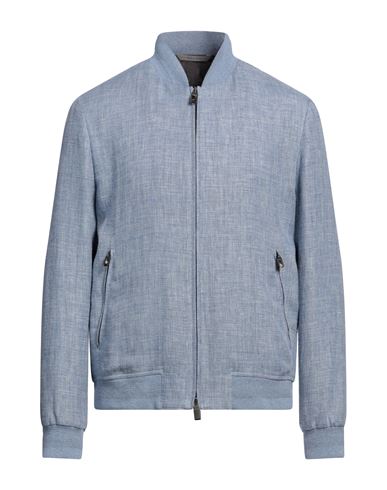 Shop Canali Man Jacket Light Blue Size 40 Linen, Wool