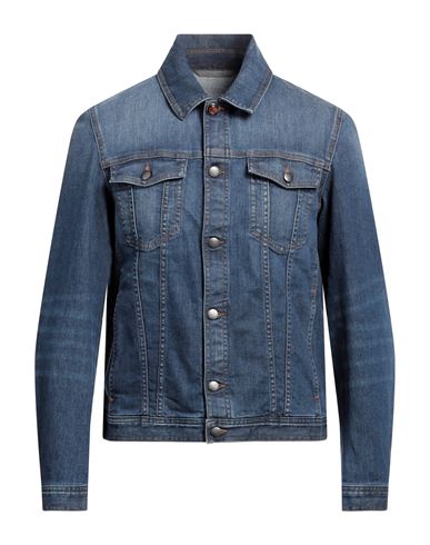 Shop Canali Man Denim Outerwear Blue Size 48 Cotton, Elastane