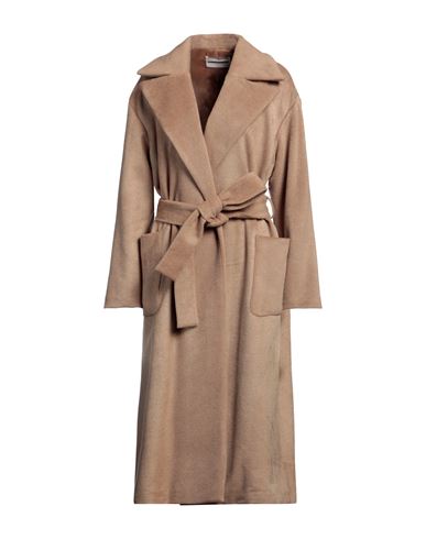Shop Sandro Ferrone Woman Coat Sand Size 10 Polyester, Acrylic, Wool In Beige