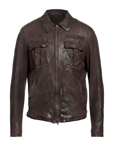 Shop Salvatore Santoro Man Jacket Dark Brown Size 42 Leather